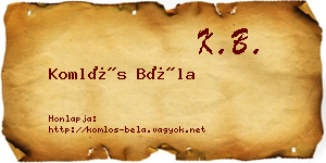 Komlós Béla névjegykártya