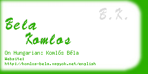 bela komlos business card
